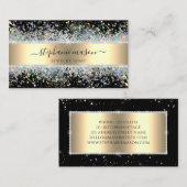 Funkelnd holografischer Glitzer Diamonds Gold Blac Telefonnummerkarte (Vorne/Hinten)