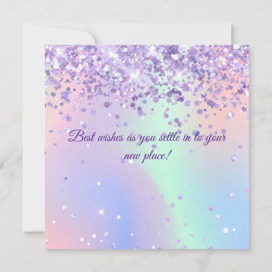 Funkelnd Holographic New Zuhause Housewärming Card Dankeskarte (Rückseite)