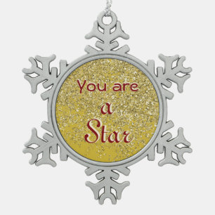 Funkelnd Hope Star 2 Schneeflocken Zinn-Ornament