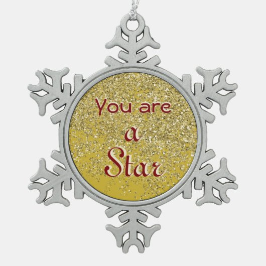 Funkelnd Hope Star 2 Schneeflocken Zinn-Ornament (Vorderseite)