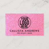 Funkelnd Hot-Pink-Glitzer Makeup-Haarsalon-Logo Visitenkarte (Vorderseite)