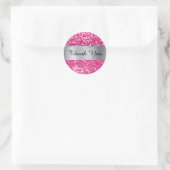 Funkelnd Hot Pink Glitzer Silberschimmer Runder Aufkleber (Tasche)