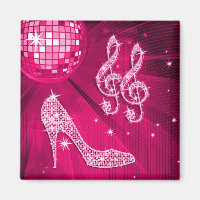 Funkelnd Hot-Pink-Musiknote und Stiletto-Ferse