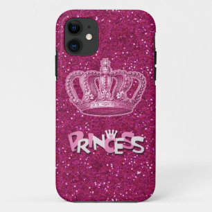 Funkelnd Hot Pink Princess Glitzer & Vintag Crown Case-Mate iPhone Hülle
