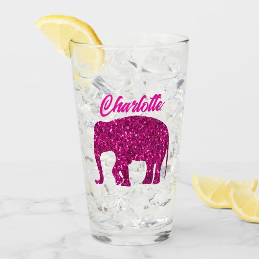 Funkelnd Hot-Rosa Elephant-Imitate funkeln Ihren N Glas (Vorderseite Ice)