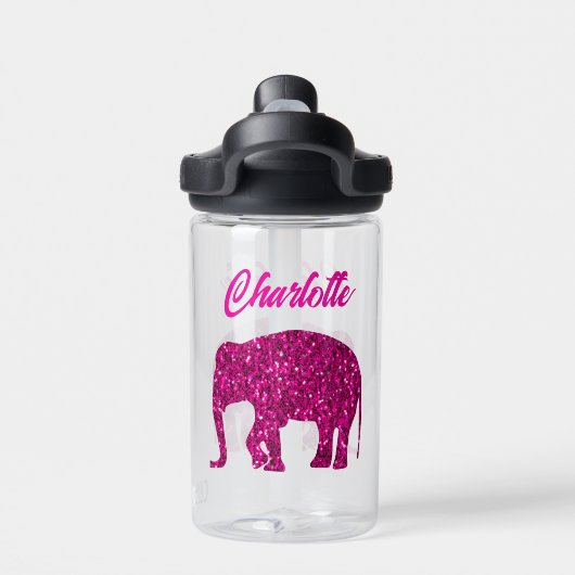 Funkelnd Hot-Rosa Elephant-Imitate funkeln Ihren N Trinkflasche (Rückseite)
