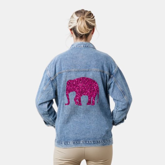 Funkelnd Hot-Rosa Elephant-Imitate funkeln Jeansjacke (Modell)