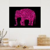 Funkelnd Hot-Rosa Elephant Imitate Glitzern auf sc Poster (Küche)
