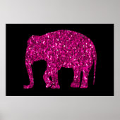 Funkelnd Hot-Rosa Elephant Imitate Glitzern auf sc Poster (Vorne)