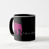 Funkelnd Hot-Rosa Elephant Imitate Glitzern auf sc Tasse (Vorderseite Links)