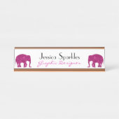 Funkelnd Hot-Rosa Elephant Imitate Glitzern Ihr Na Schreibtischnamensplakette (Vorderseite )