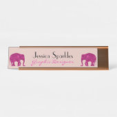Funkelnd Hot-Rosa Elephant Imitate Glitzern Ihr Na Schreibtischnamensplakette (Vorderseite )