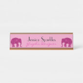 Funkelnd Hot-Rosa Elephant Imitate Glitzern Ihr Na Schreibtischnamensplakette (Vorderseite )