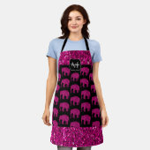Funkelnd Hot-Rosa Elephant-Imitate Glitzern Monogr Schürze (Getragen)