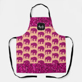 Funkelnd Hot-Rosa Elephant-Imitate Glitzern Monogr Schürze (Vorderseite)