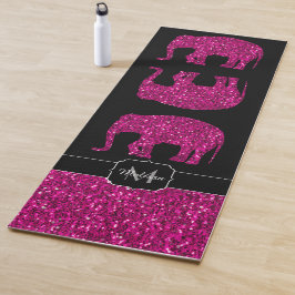 Funkelnd Hot-Rosa Elephant-Imitate Glitzern Monogr Yogamatte