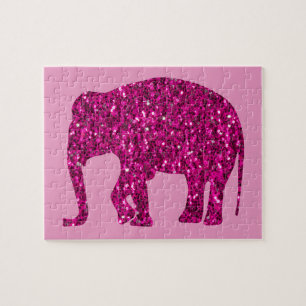 Funkelnd Hot-Rosa Elephant Imitate Glitzern Puzzle