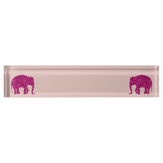 Funkelnd Hot-Rosa Elephant Imitate Glitzern Rose p Namensplakette (Vorderseite)