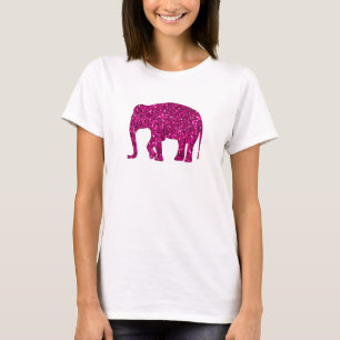 Funkelnd Hot-Rosa Elephant Imitate Glitzern T-Shirt