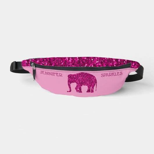 Funkelnd Hot-Rosa Elephant Individuelle Name Bauchtasche (Vorderseite)