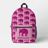 Funkelnd Hot-Rosa Elephant Individuelle Name Bedruckter Rucksack (Vorderseite)
