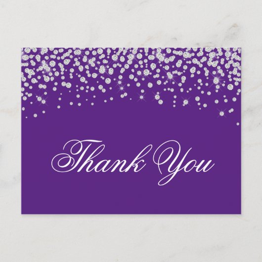 Funkelnd Imitate Diamonds Royal Lila Danke Postkarte (Vorderseite)