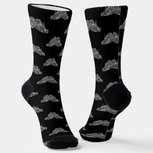 Funkelnd Imitate Glitzer Schnurrmuster schwarz Socken