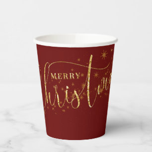Funkelnd Imitate Gold Flake Frohe Weihnachten auf Pappbecher
