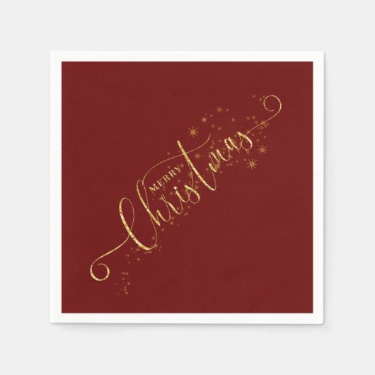 Funkelnd Imitate Gold Flake Frohe Weihnachten auf  Serviette (Vorderseite)
