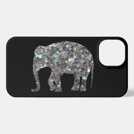 Funkelnd Imitate Silbermosaik Glitzer Elephant iPhone Hülle (Rückseite (Horizontal))