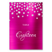 Funkelnd Imitate Silver Diamonds Hot Pink Satin Fo Tischnummer (Rückseite)