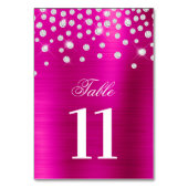 Funkelnd Imitate Silver Diamonds Hot Pink Satin Fo Tischnummer (Rückseite)