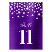 Funkelnd Imitate Silver Diamonds Indigo Satinfolie Tischnummer (Rückseite)