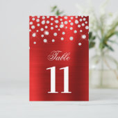 Funkelnd Imitate Silver Diamonds Red Tischnummer (Stehend Vorderseite)