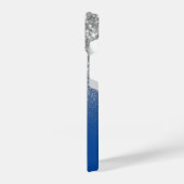 Funkelnd Imitate Silver Glitzer und Deep Blue Ombr iPhone Hülle (Linke Seite)