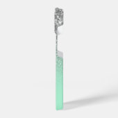 Funkelnd Imitate Silver Glitzer und Minze Green Om iPhone Hülle (Linke Seite)