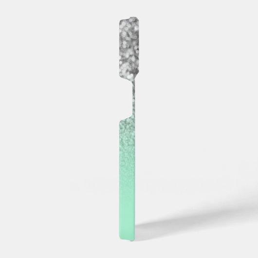 Funkelnd Imitate Silver Glitzer und Minze Green Om iPhone Hülle (Rechte Seite)