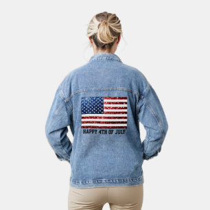 Funkelnd Imitate unter US-Flagge am 4. Juli Jeansjacke