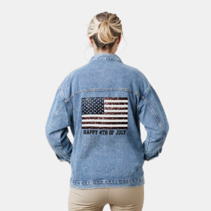 Funkelnd Imitate unter US-Flagge funkeln am Vintag Jeansjacke