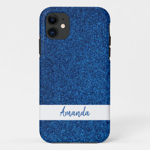 Funkelnd Individuelle Name Girly Blue Glitzer Case-Mate iPhone Hülle