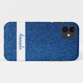 Funkelnd Individuelle Name Girly Blue Glitzer Case-Mate iPhone Hülle (Rückseite (Horizontal))