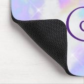 Funkelnd Iridescent Rainbow-Marmor Curly-Monogramm Mousepad (Ecke)