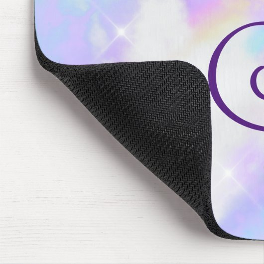 Funkelnd Iridescent Rainbow-Marmor Curly-Monogramm Mousepad (Ecke)