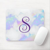 Funkelnd Iridescent Rainbow-Marmor Curly-Monogramm Mousepad (Mit Mouse)