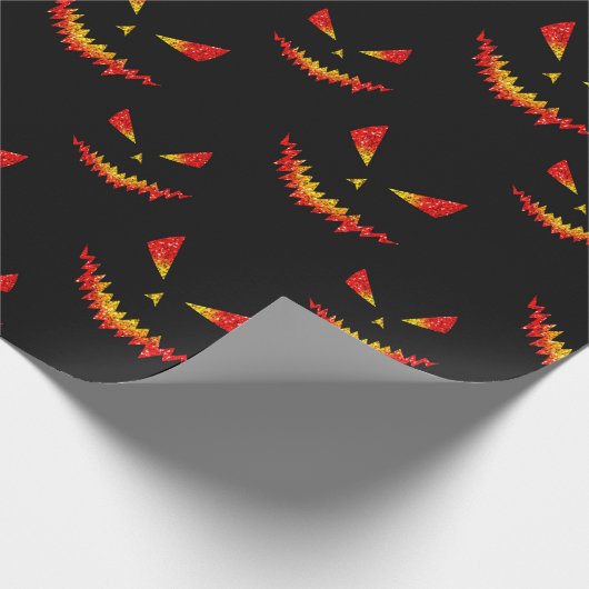 Funkelnd Jack O'Lantern-Gesichtsausschnitt Geschenkpapier (Ecke)