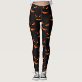 Funkelnd Jack O'Lantern-Gesichtsausschnitt Leggings (Vorderseite)