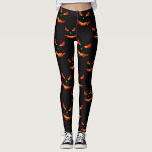 Funkelnd Jack O'Lantern-Gesichtsausschnitt Leggings