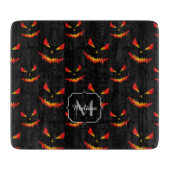 Funkelnd Jack O'Lantern Halloween-Mustermonogramm Schneidebrett (Vorderseite)