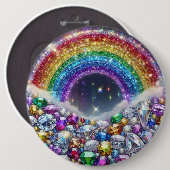 funkelnd, juwelenförmiger Regenbogen Button (Vorne & Hinten)