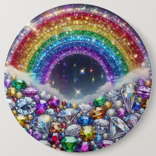 funkelnd, juwelenförmiger Regenbogen Button (Vorderseite)